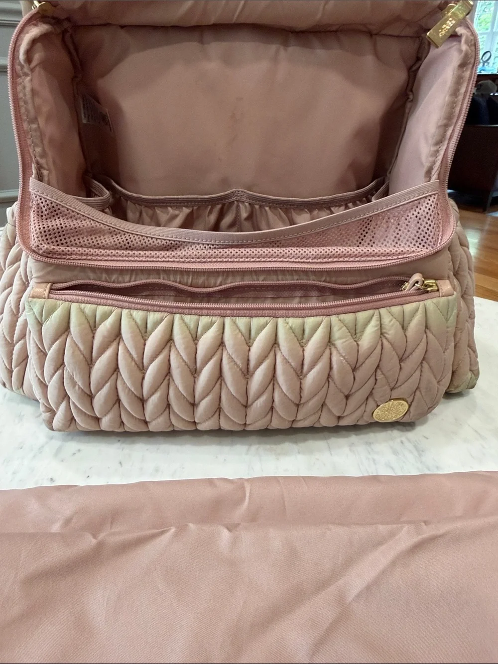 Happ baby quilted dusty rose diaper bag